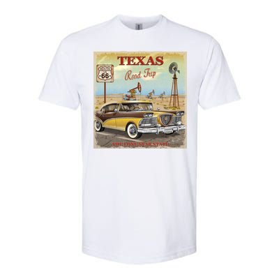 Texas Road Trip Route 66 Classic Car Softstyle CVC T-Shirt