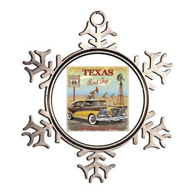 Texas Road Trip Route 66 Classic Car Metallic Star Ornament