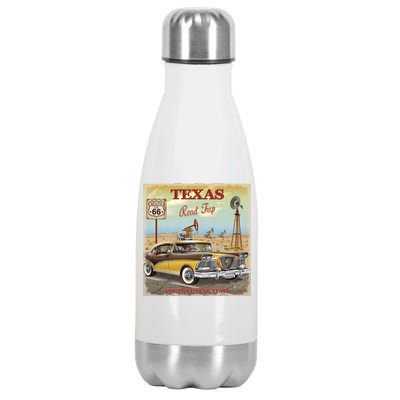 Texas Road Trip Route 66 Classic Car Stainless Steel Insulated Water Bottle