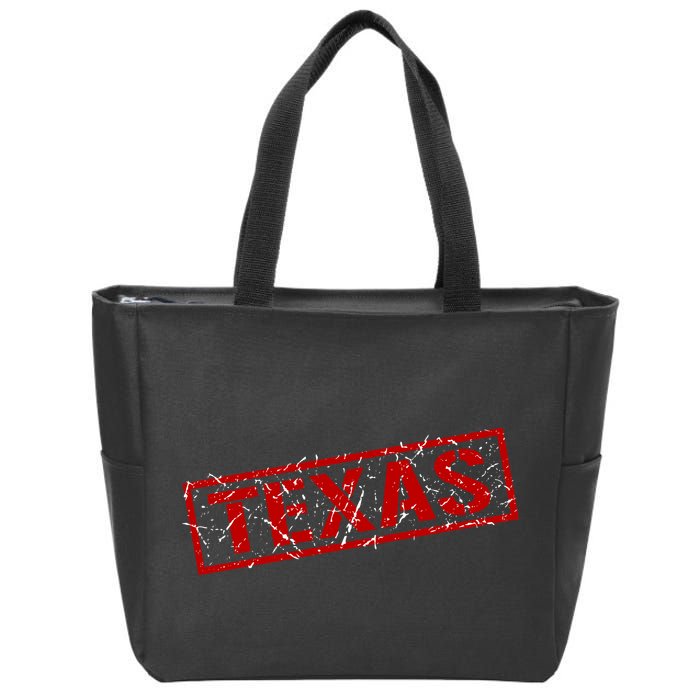 Texas Stamp of Approval Distressed Zip Tote Bag