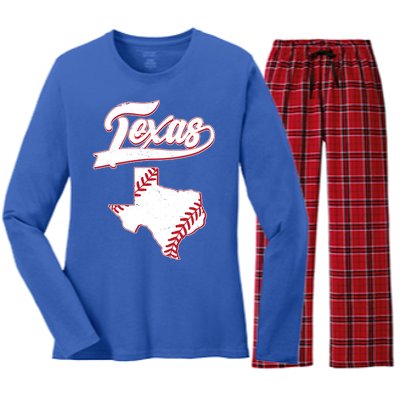 Texas State Baseball Fan Women's Long Sleeve Flannel Pajama Set 