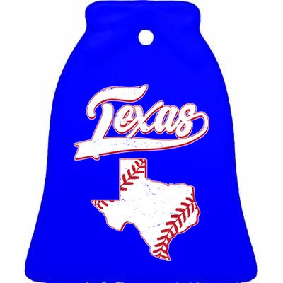 Texas State Baseball Fan Ceramic Bell Ornament