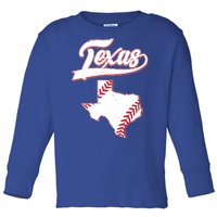 Texas State Baseball Fan Toddler Long Sleeve Shirt