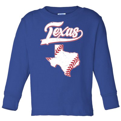 Texas State Baseball Fan Toddler Long Sleeve Shirt