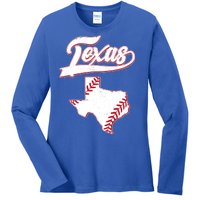 Texas State Baseball Fan Ladies Long Sleeve Shirt