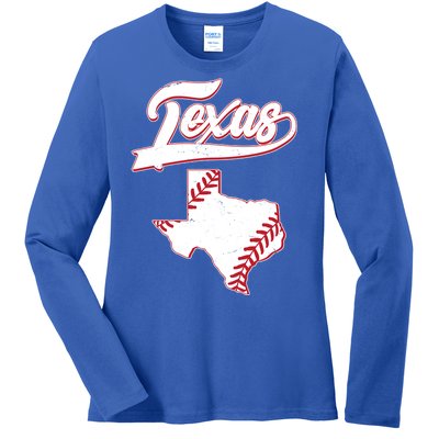 Texas State Baseball Fan Ladies Long Sleeve Shirt