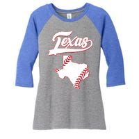 Texas State Baseball Fan Women's Tri-Blend 3/4-Sleeve Raglan Shirt