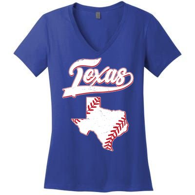 Texas State Baseball Fan Women's V-Neck T-Shirt