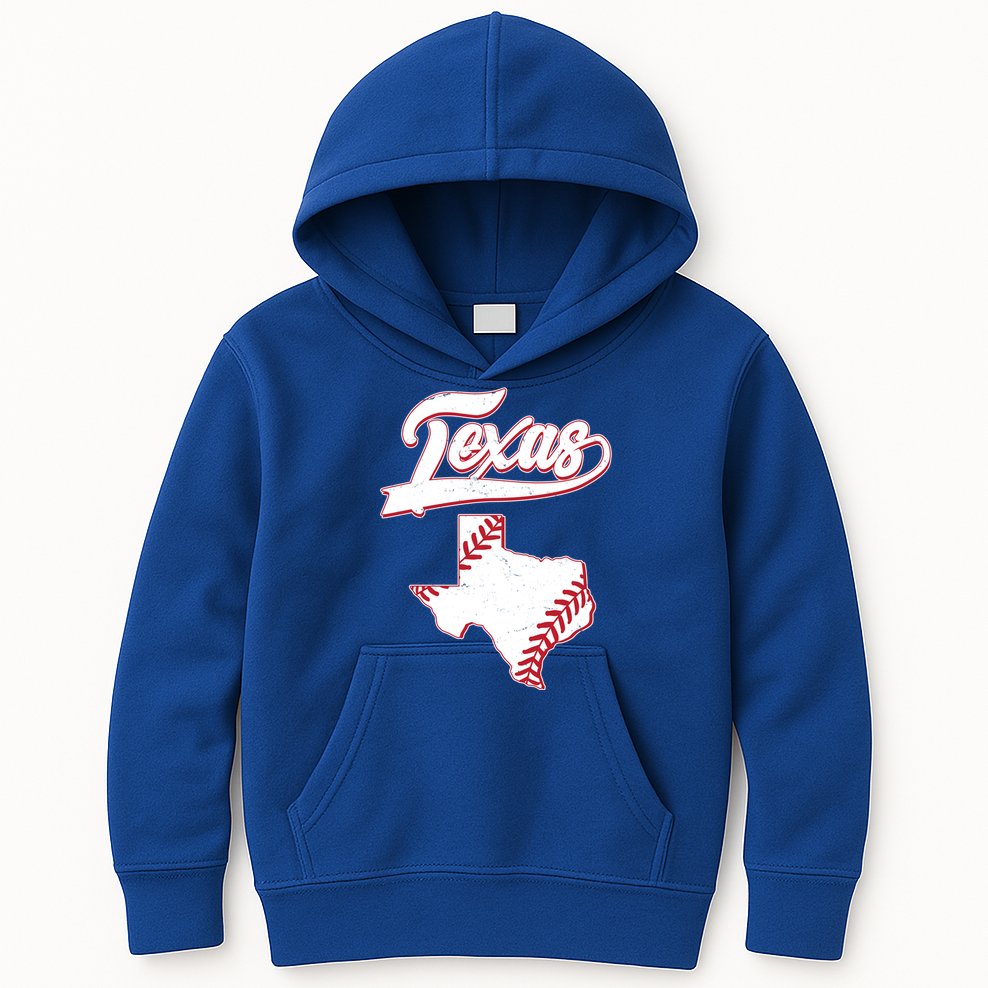 Texas State Baseball Fan Kids Hoodie