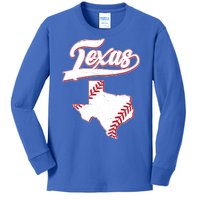 Texas State Baseball Fan Kids Long Sleeve Shirt