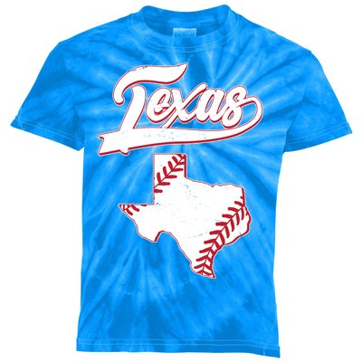 Texas State Baseball Fan Kids Tie-Dye T-Shirt