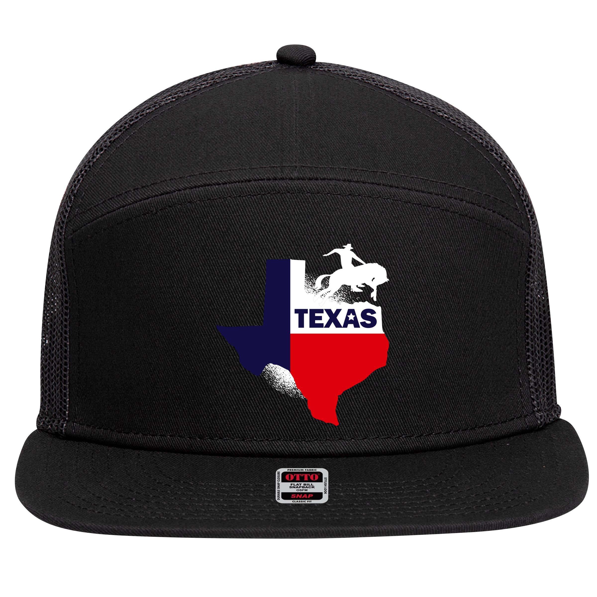 Texas State Cowboy 7 Panel Mesh Trucker Snapback Hat