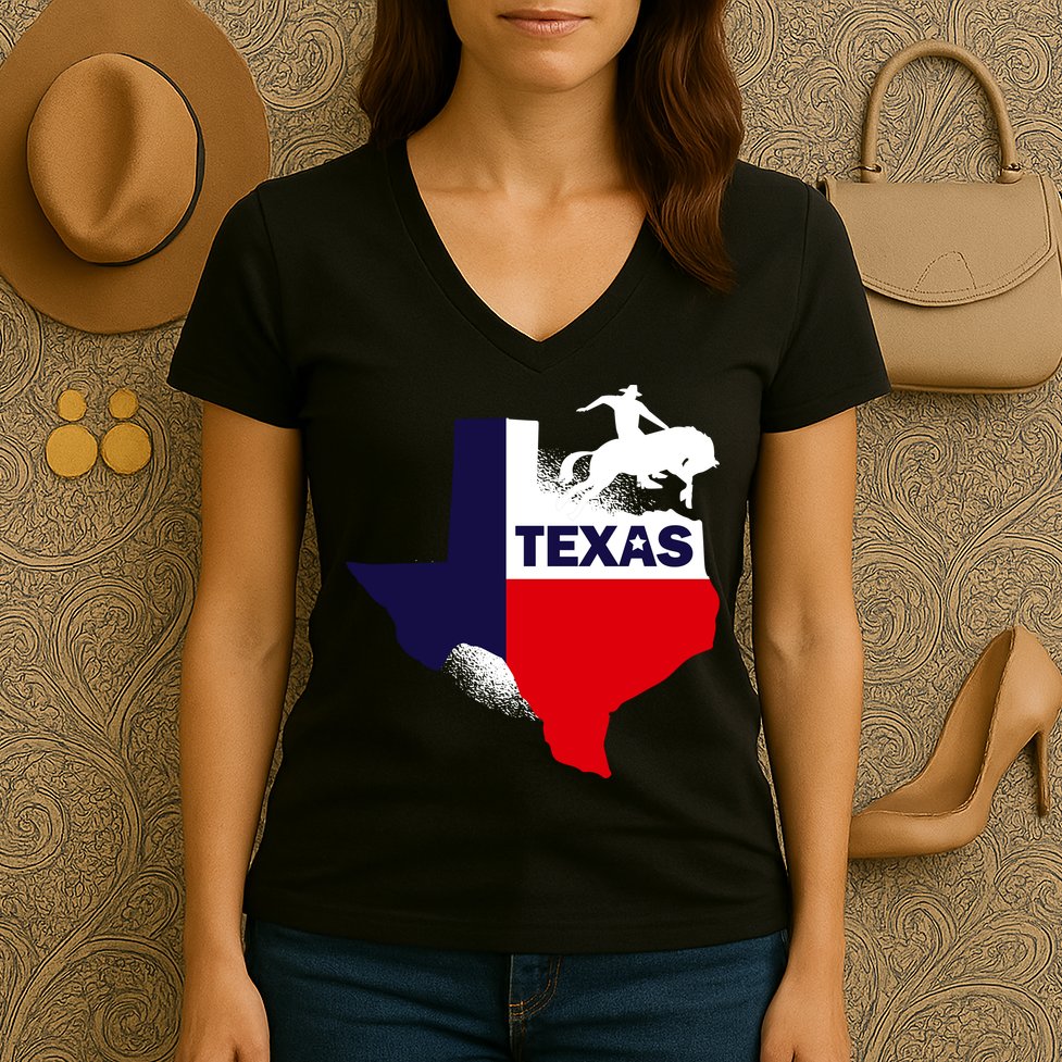Texas State Cowboy Women's V-Neck T-Shirt