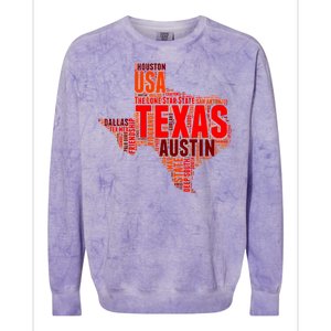 Texas State Word Map Colorblast Crewneck Sweatshirt