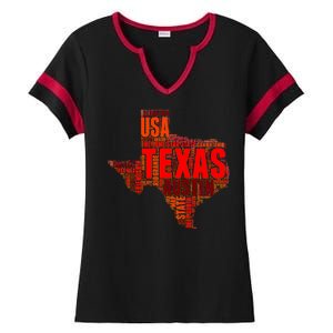 Texas State Word Map Ladies Halftime Notch Neck Tee