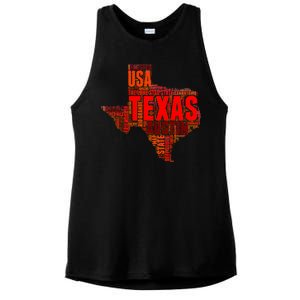 Texas State Word Map Ladies PosiCharge Tri-Blend Wicking Tank