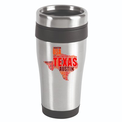 Texas State Word Map 16oz Travel Tumbler