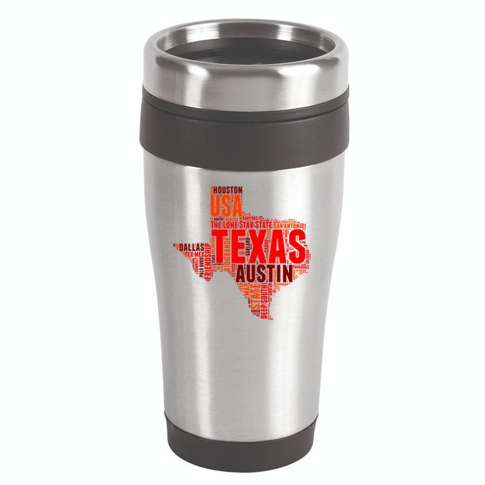 Texas State Word Map 16oz Travel Tumbler