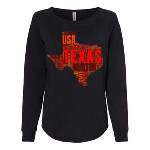 Texas State Word Map Womens California Wash Sweatshirt