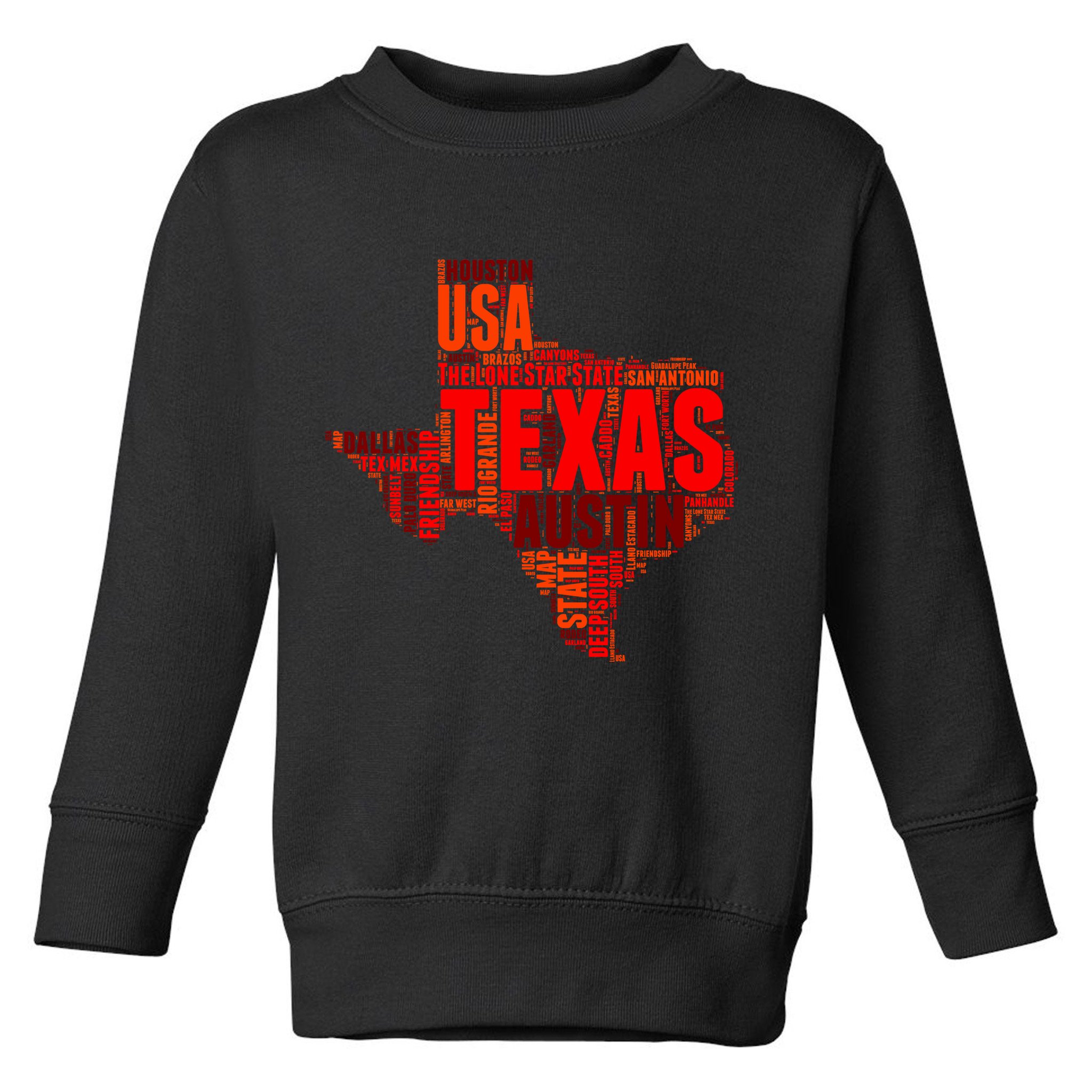 Texas State Word Map Toddler Sweatshirt