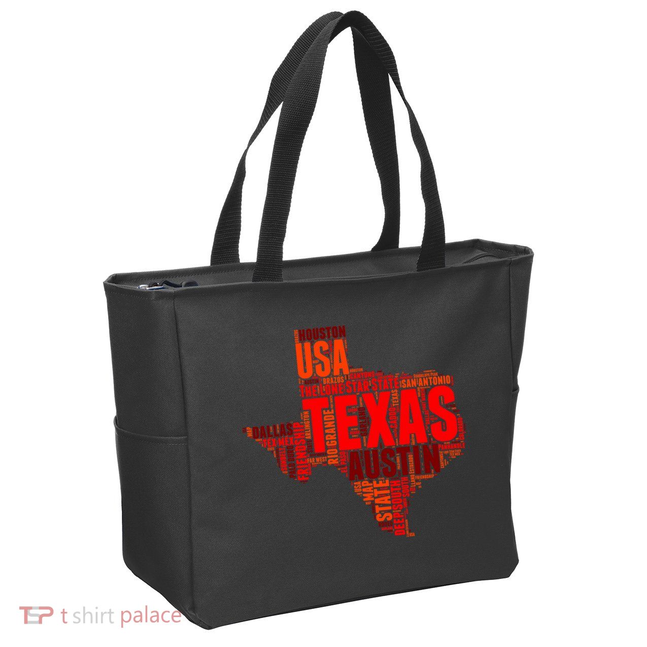 Texas State Word Map Zip Tote Bag