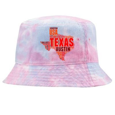 Texas State Word Map Tie-Dyed Bucket Hat