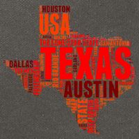 Texas State Word Map Cotton Canvas Backpack