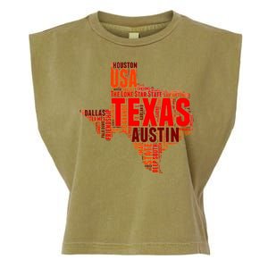 Texas State Word Map Garment-Dyed Women's Muscle Tee