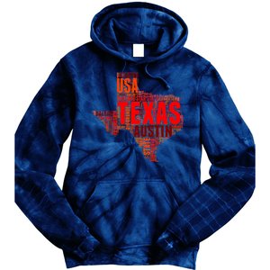 Texas State Word Map Tie Dye Hoodie