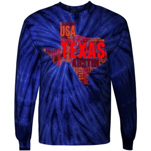 Texas State Word Map Tie-Dye Long Sleeve Shirt