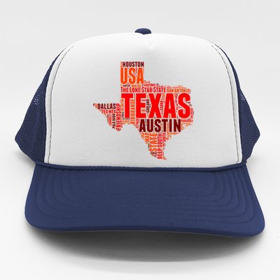 Texas State Word Map Trucker Hat