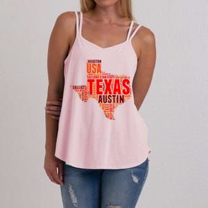 Texas State Word Map Women's Strappy Tank