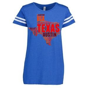 Texas State Word Map Enza Ladies Jersey Football T-Shirt