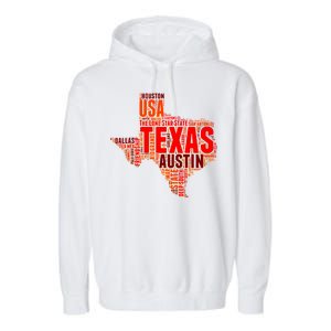 Texas State Word Map Garment-Dyed Fleece Hoodie