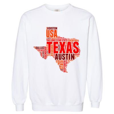 Texas State Word Map Garment-Dyed Sweatshirt