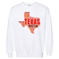 Texas State Word Map Garment-Dyed Sweatshirt