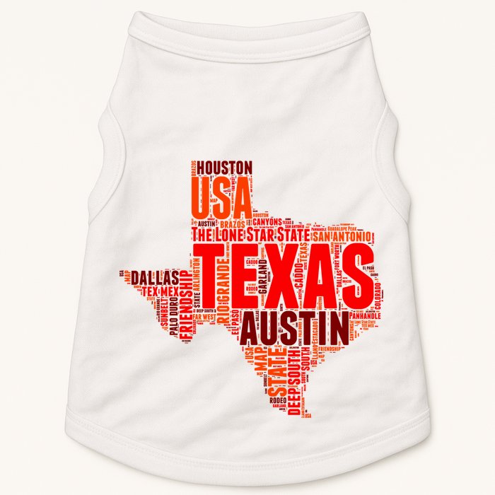 Texas State Word Map Doggie Tank
