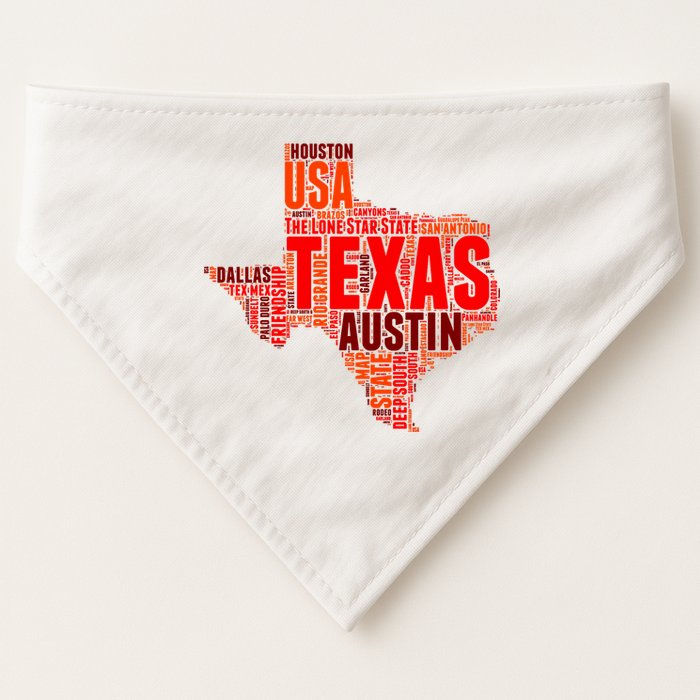 Texas State Word Map USA-Made Doggie Bandana