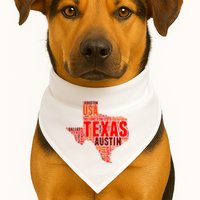Texas State Word Map USA-Made Doggie Bandana