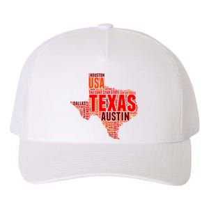 Texas State Word Map Yupoong Adult 5-Panel Trucker Hat