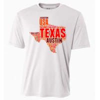 Texas State Word Map Cooling Performance Crew T-Shirt