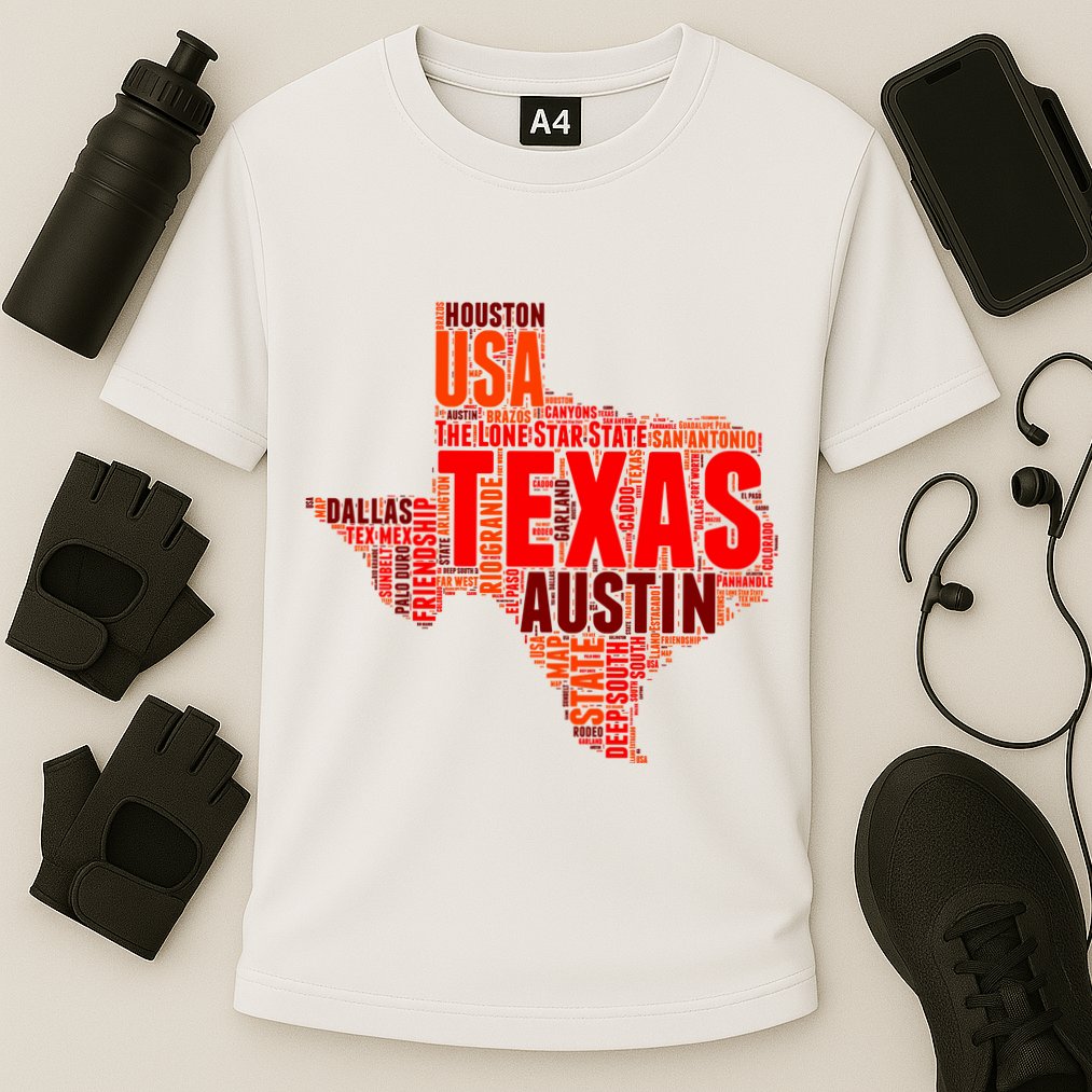 Texas State Word Map Performance Shirt