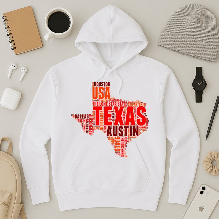 Texas State Word Map Hoodie