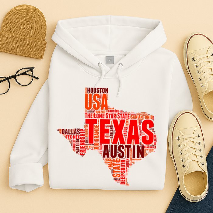 Texas State Word Map Hoodie