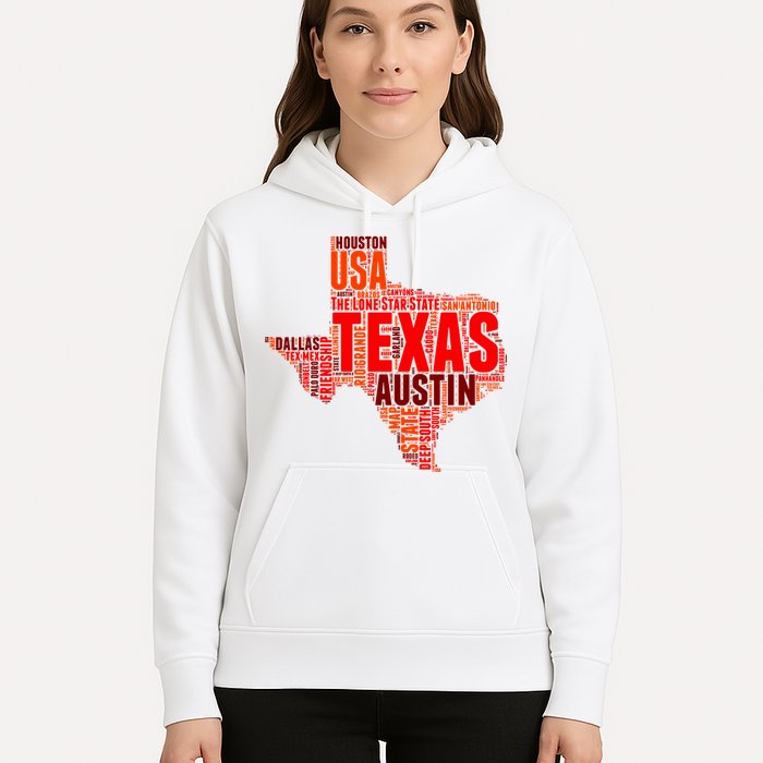 Texas State Word Map Hoodie