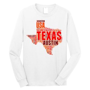 Texas State Word Map Long Sleeve Shirt