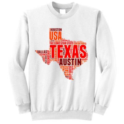 Texas State Word Map Sweatshirt