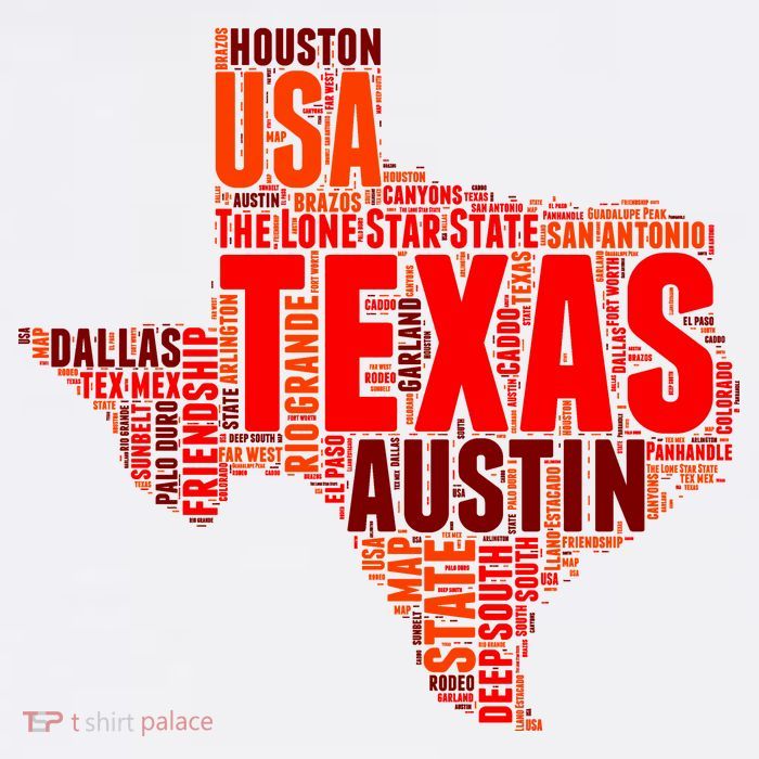 Texas State Word Map T-Shirt