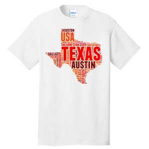 Texas State Word Map Tall T-Shirt