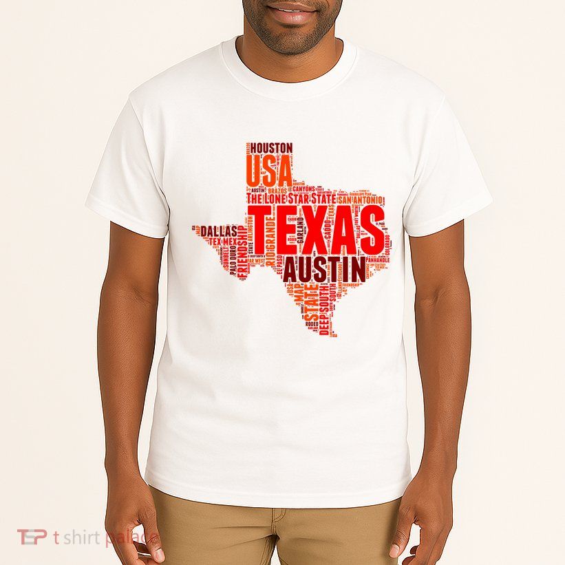 Texas State Word Map Tall T-Shirt